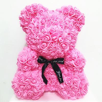 China Forever Rose Bear Girlfriend Gift Valentines Gift Bear made out of Roses Faux Flower Rose Bear 40 cm/15.7 inch zu verkaufen