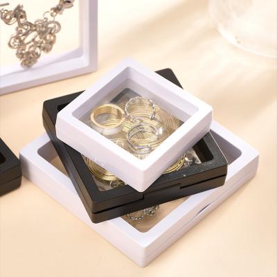 China Stock Fast Delivery 7*7cm (2.75*2.75inch) Jewelery Storge Box Big Frame 3D Display Rack Holders Running Fast Floating Jewelry Coin Locket Packaging Box for sale