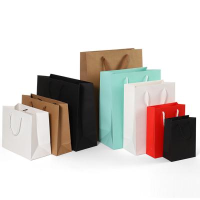 China Recyclable White Pink Black Rose Kraft Paper Bag With Your Own Logo Custom Shopping Paper Bag For Food With Handle for sale