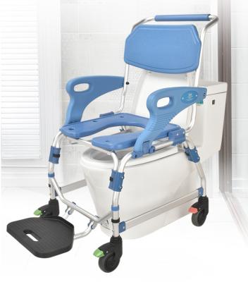 China Elderly people after surgery/disabled 2021 factory folding patient transfer commode toilet potty chair with wheel for sale