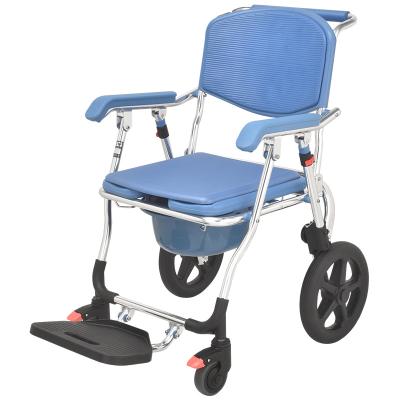 China Elderly People After Surgery/Health Wheelchair Manufacturers Potty Chair Disabled New Products For Elder Soft Pad Foldable Commode Chair With Wheels for sale