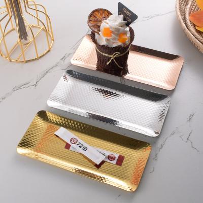 China Viable Wedding Hotel Silver Stainless Steel Gold Stainless Steel Dish Diamond Dish Hotel Restaurant Napkin Tray Hammer Point Cake Wet Dish for sale