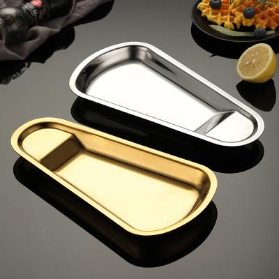 China Restaurant Bar Hotel Stainless Steel Gold Silver Divider Dinner Tray Wedding Party Sushi Food Sustainable Tray for sale