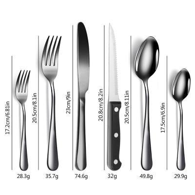 China Best Viable Selling Knife Fork Spoon Set Wedding Stainless Steel Flatware Metal Silverware Set Hotel Flatware for sale