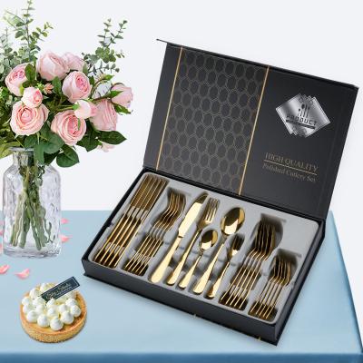 China Viable Hot Sale 30-PCS Stainless Steel Flatware Set Gold Knife Fork Spoon Set Wedding Silver Flatware Cutlery Gold Cutlery for sale