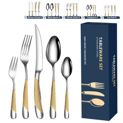 China Nordic Viable Stainless Steel Cutlery Set 20 Pieces Gold Creative Star Hotel Wedding Cutlery Diamond Handle Flatware Restaurant for sale