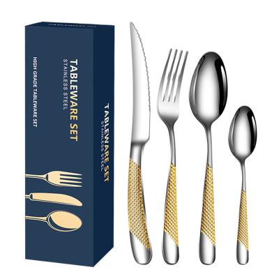 China High Quality Viable Stainless Steel Cutlery Set 16 Pieces Wedding Spoon Knife Fork Restaurant Silverware Hotel Cutlery Pattern Handle for sale