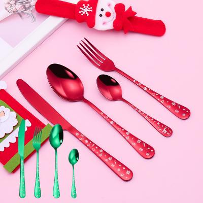 China Viable Christmas Cutlery Gift Box Stainless Steel Knife and Fork Spoon Wedding Silverware Set Can Be Reused Flatware for sale