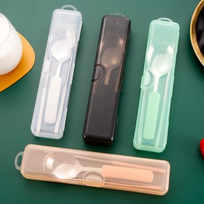 China Portable Stainless Steel Disposable Children's Cutlery Chopsticks Spoon Set With Storage Box Cutlery Outdoor Camping Flatware for sale