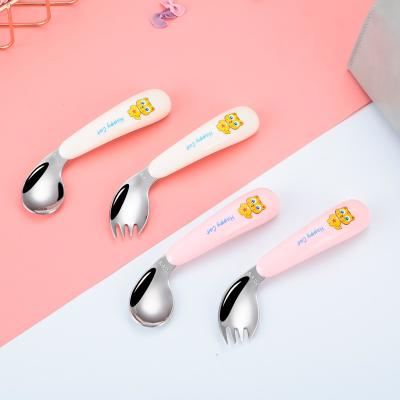 China Viable Travel Stainless Steel Cutlery Set With Case Cute Kids Cutlery Set Outdoor Fork Spoon Stainless Steel Silverware Ice Cream Spoon for sale