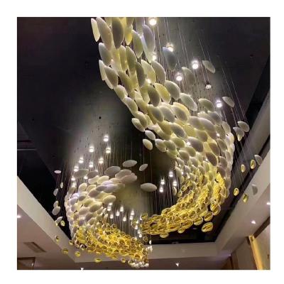 China Junlighting Gold Color Hotel Modern Pink Luxury Glass Chandelier Ceiling Lamp Pendant Lights Shade for sale