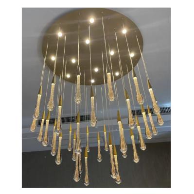 China Modern creative lighting transparent modern teardrop design crystal glass chandelier lights for staircase villa for sale