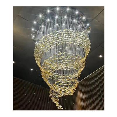 China Modern Handmade Large Glass Fish Contemporary Chandelier For Modern Hotel Corridor Project Living Room Lobby Lighting for sale