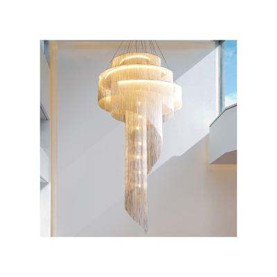 China Modern Home Decor Ceiling Lamp Fixture Restaurant Hotel Pendant Lamp Aluminum Chain Tassel Chandelier for sale