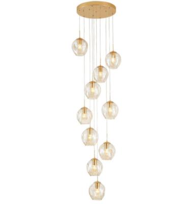 China Modern Stairs Highing Blown Glass Ball Bubble Spiral Ceiling Lamp Decor Long Stairs Hanging Modern Chandelier Lamp For Home Staircase for sale