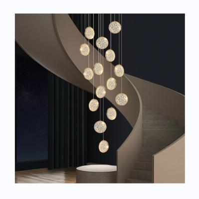 China Round Modern Led Acrylic Chandelier Staircase Chandelier Attic Duplex Living Room Acrylic Designer Gold Dining Room Decorative Lighting for sale