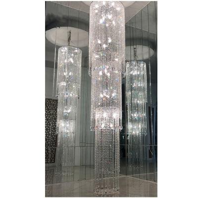 China Modern Stylish Clear Crystal Ceiling Fixtures Home Staircase Stone Hanging Lamp Pendant Lights Wedding Light for sale