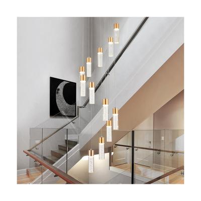 China Modern Modern Hotel Decoration Gold Staircase Corridor Pendant Light Crystal Chandelier for sale