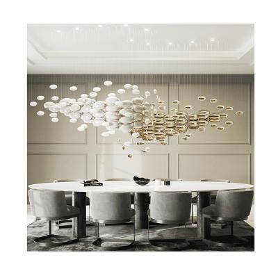 China Modern Modern Hotel Lobby Pendant Light Tall Glass Chandeliers Hanging Suspension Lighting for sale