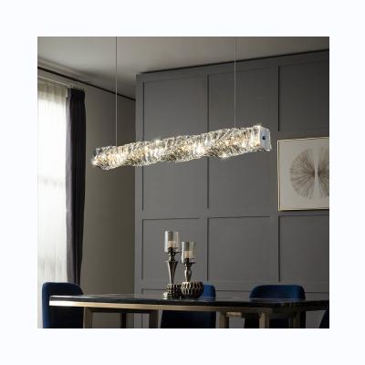 China Modern Luxury Pendant K9 Crystal Light Modern Smart Strip Lights Hanging For Dining Room Sample Homes for sale