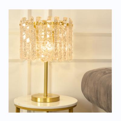 China Sale Modern Luxury Brass Round Desk Light Handmade Glass Crystal Table Lamp For Villa Living Room Bedroom for sale