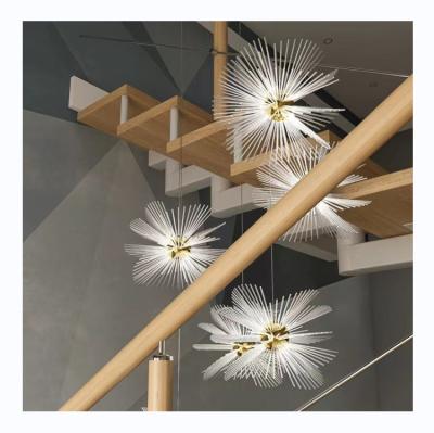 China Modern Clear Crystal Dandelion Flower DIY Combination Pendant Tube Light Ceiling Lamp for Hotel Foyer Restaurant Villa Staircase for sale