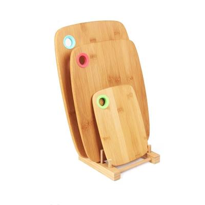 China Viable Customized Professional 3 Rack Bamboo Kitchen Cutting Board Set With Rack for sale