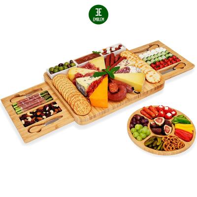 China Large Sustainable Wooden Charcuterie Board Set, Bamboo Cheese Board Set, Cheese Cutting Board Set for sale