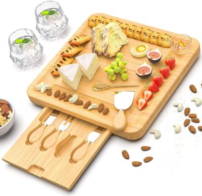 China Sustainable bamboo cheese cutting board set, bamboo cheese board, cheese board for sale