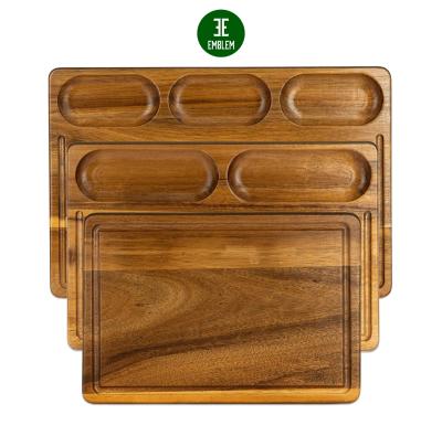 China Sustainable Universal Acacia Wood Cutting Boards 3 Pieces Set Heavy Duty Wooden Choppers With Deep Juice Grooves for sale