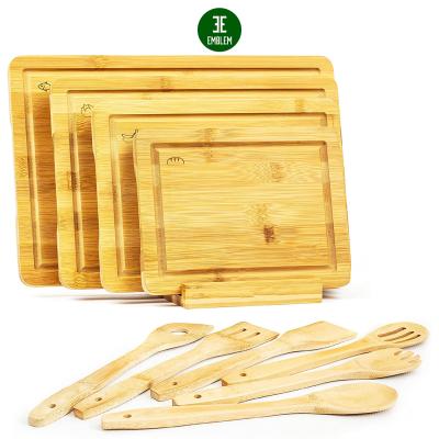 China Sustainable chopper set bamboo cutting board set with large and small) rack cutting boards (for kitchen for sale