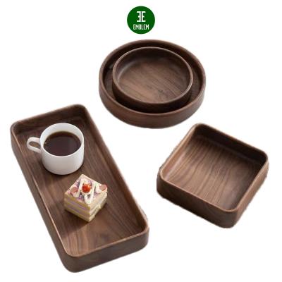 China Sustainable Walnut Wooden Fruit Dishes, Salad Bowls, Serving Tray Sandwich Wooden Fruit Platter For Vegetable Food Salad Bowl Tray for sale