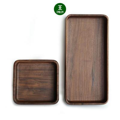 China Sustainable Walnut Wooden Fruit Dishes, Salad Bowls, Wood Serving Tray Sandwich Fruit Platter For Vegetable Food Salad Bowl Tray for sale