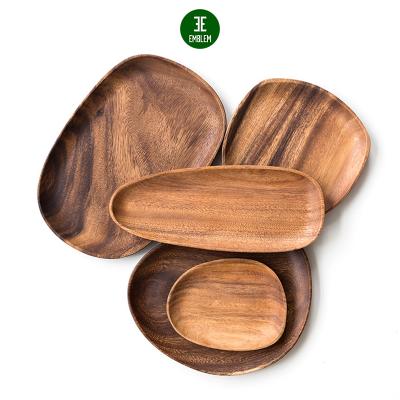 China Sustainable Wooden Fruit Dishes, Salad Bowls, Serving Tray Sandwich Wooden Fruit Platter For Vegetable Food Salad Bowl Tray Serving Tray for sale