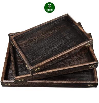 China Wooden Serving Tray Set (3 Paulownia Wooden Interlocking Bundles, Large & Medium & Small) for sale