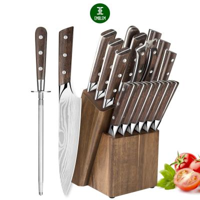 China Sustainable 15pcs Kitchen Knife Set With Wooden Block /Kitchen Knife Set With Block for sale