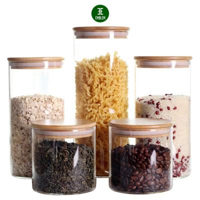 China Sustainable Bamboo Lids Glass Jars, Jar With Bamboo Lid for sale