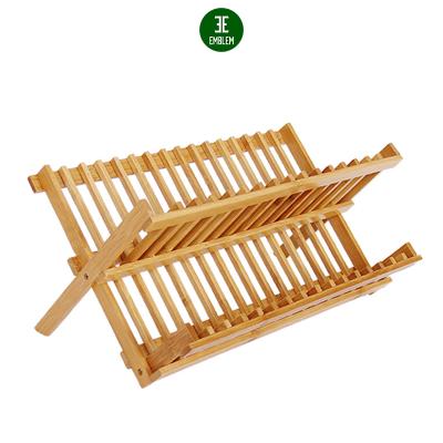 China Natural And Eco-friendly And Sustainable Folding Kitchen Bamboo Dish Rack for sale