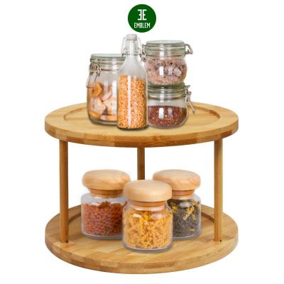 China Susan Turntable Spice Rack Lazy Viable - 10 Inch 2-Tier Revolving Countertop Bamboo Cabinet Kitchen Condiment Organizer for sale