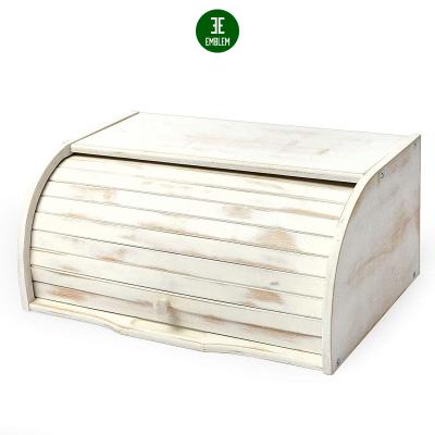 China Fresh Keeping Farmhouse Bread Bin White Bamboo For Kitchen Countertops Extra Large Counter Roll Desk Breadbox Rustic Bamboo Loaf Boxes for sale