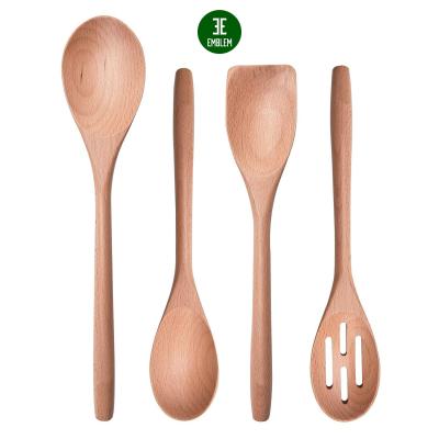 China Viable Wooden Spoons For Cooking Beech Wood Scratch Kitchen Utensil Set Wooden Spoons Set 4 No for sale