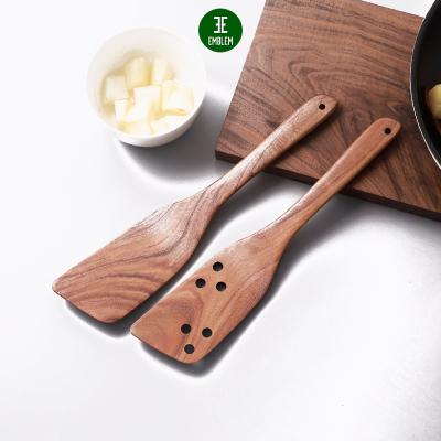 China Sustainable Natural Teak Wood Kitchen Utensils Set Nonstick Hard Wooden Spatula for sale