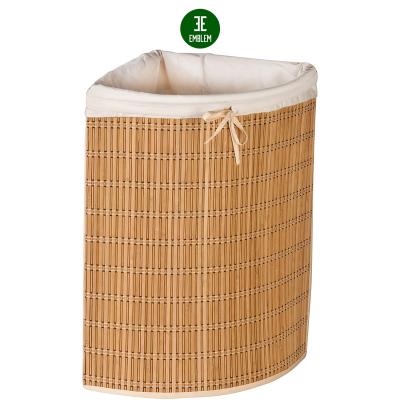 China Large Capacity Bamboo Wicker Corner Basket , Bamboo Laundry Hamper Basket for sale