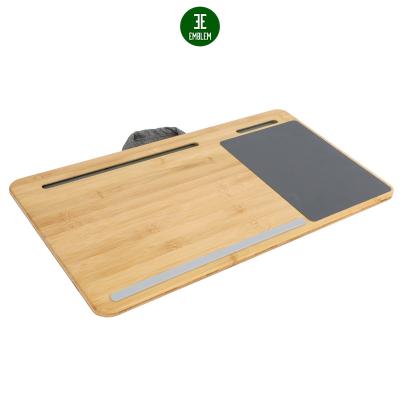 China Portable Bamboo Lap Desk Laptop Lap Desk with Soft Cushion, Wrist Support, Double-sides, Bamboo Laptop Bed Tray for sale