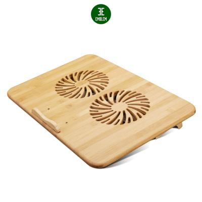 China 100% Bamboo Foldable Laptop Stand Pad Cooler Pad Laptop Desk Fan Cooling Bamboo Stands For Laptops for sale