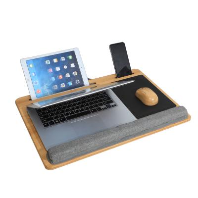 China Laptop Lap Desk Bamboo Lap Desk Panel with Phone or Tablet Portable Bamboo Lap Desk Tray Holder for sale