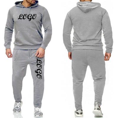 China Antibacterial Custom Logo Blank Pullover Mens Sweatshirt Suit With Hoodie Cotton Simple Slim Fit Jogging Tracksuits Men Sports ActiveWear Wholesale for sale