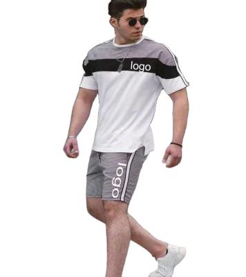 China Custom Logo Men's Casual Trend Breathable Ice Quilting Suit Men's Slim Silk Shorts Sleeved Jogging Suits Set Summer Short 2 Piece Set Men for sale