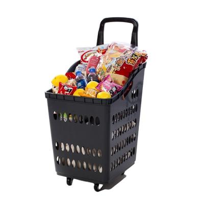 China Popular Simple Supermarket Shopping Cart Plastic Handle Handle Supermarket Shopping Cart With Wheels for sale