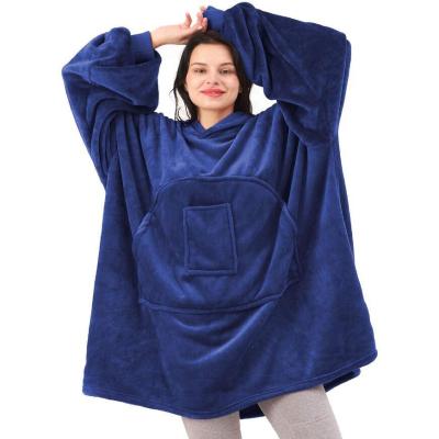 China Super Thick Flannel Sweatshirt Anti-pull Hoodie Wearable Large TV Blanket With Sleeves And Giant Pocket for sale